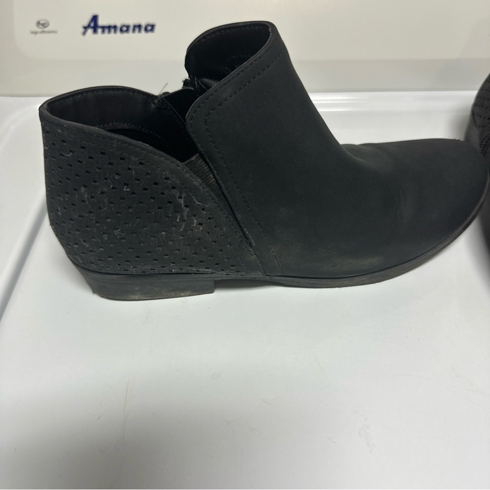 Elegant Black Perforated Ankle Boots